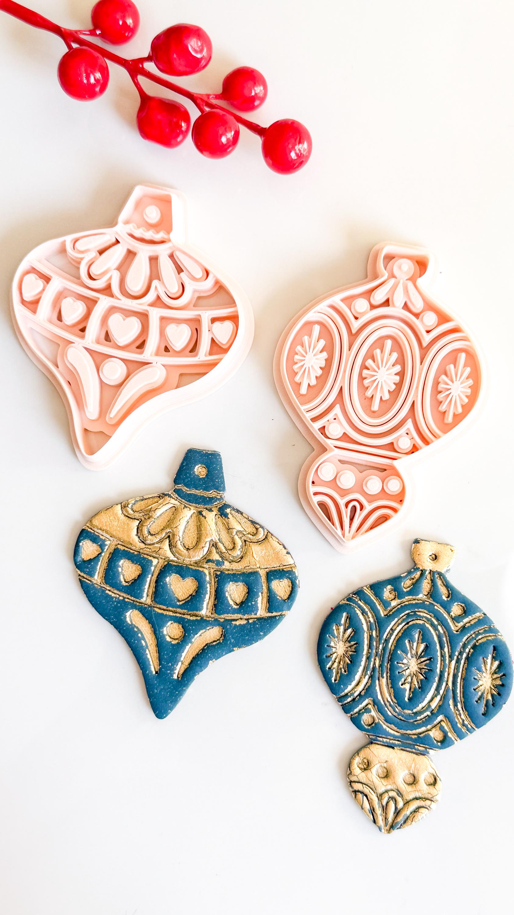 Ornamental Christmas Bauble Cutters Festive Polymer Clay Tools for Holiday Crafts