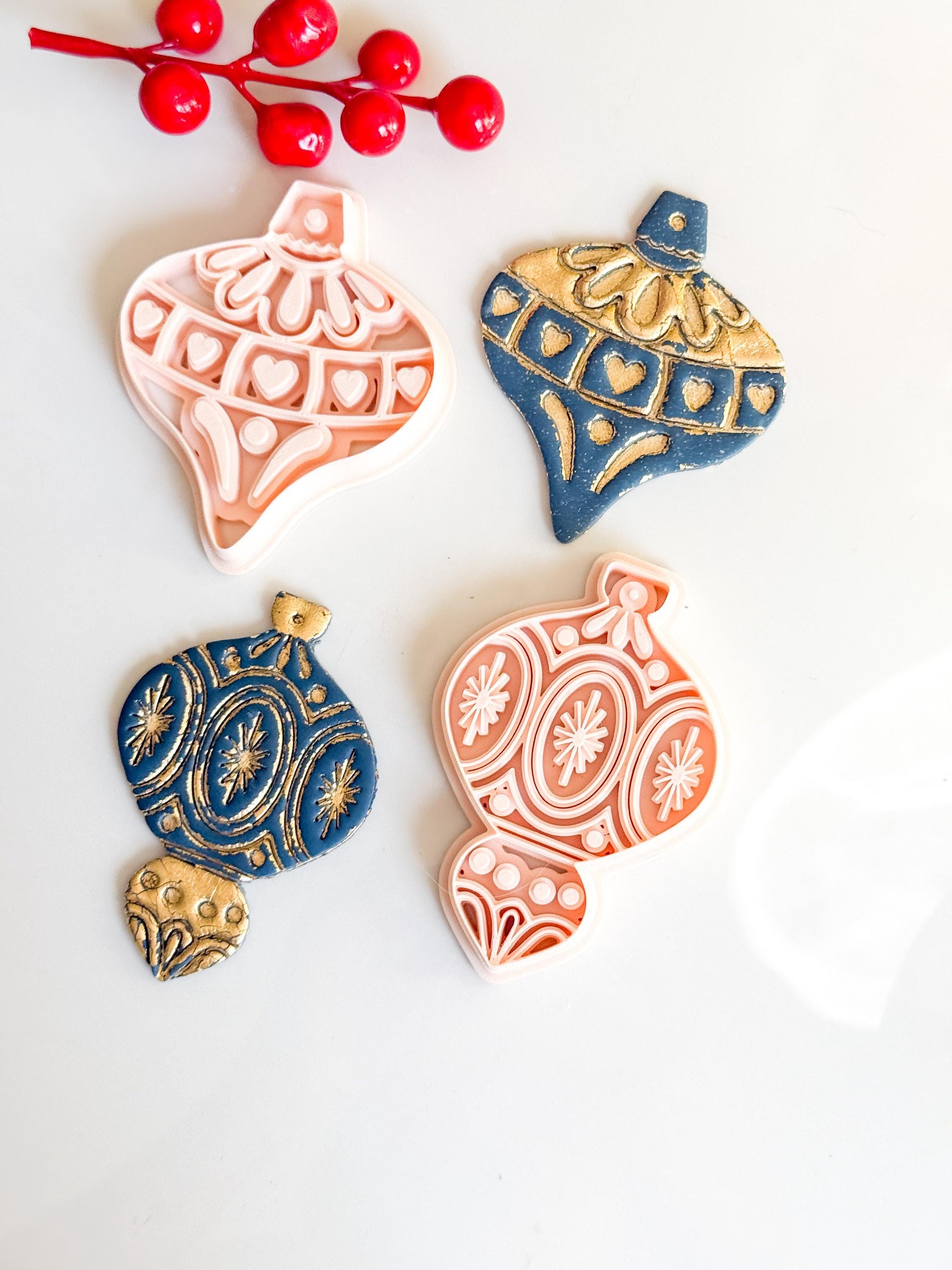 Ornamental Christmas Bauble Cutters Festive Polymer Clay Tools for Holiday Crafts