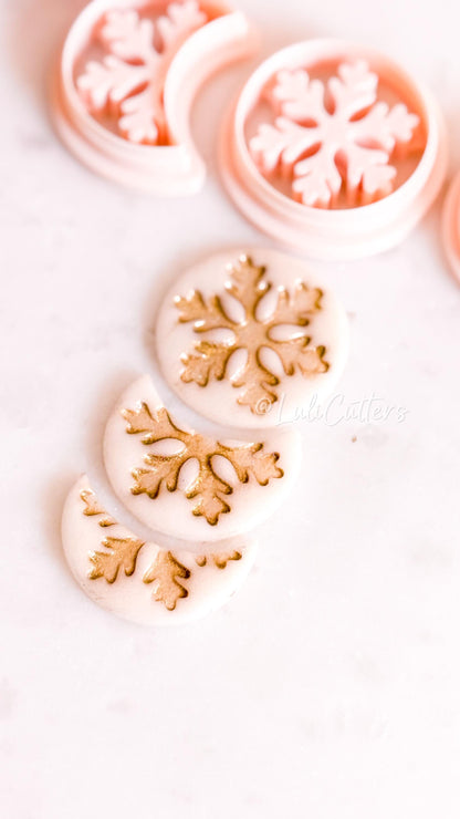 Crescent & Full Moon Snowflake Cutter – Winter Polymer Clay Tools for Earrings and Charms