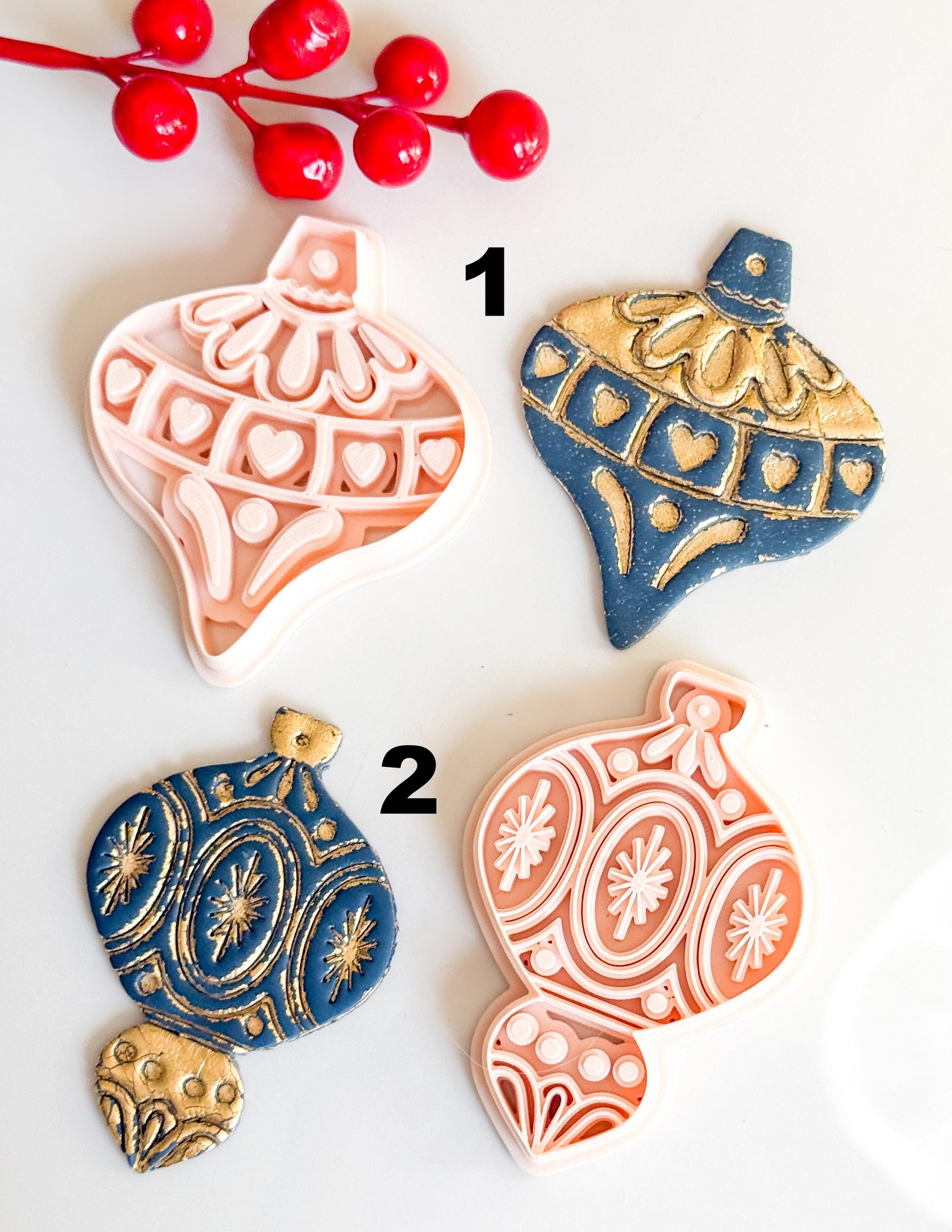Ornamental Christmas Bauble Cutters Festive Polymer Clay Tools for Holiday Crafts