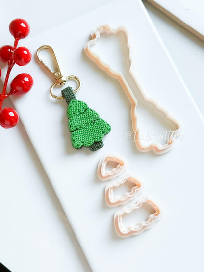 Christmas Tree Keychain: Holiday Charm Clay Cutter Set
