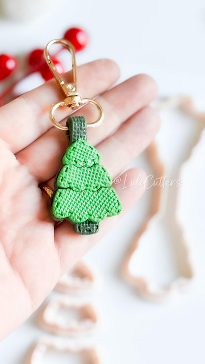Christmas Tree Keychain: Holiday Charm Clay Cutter Set