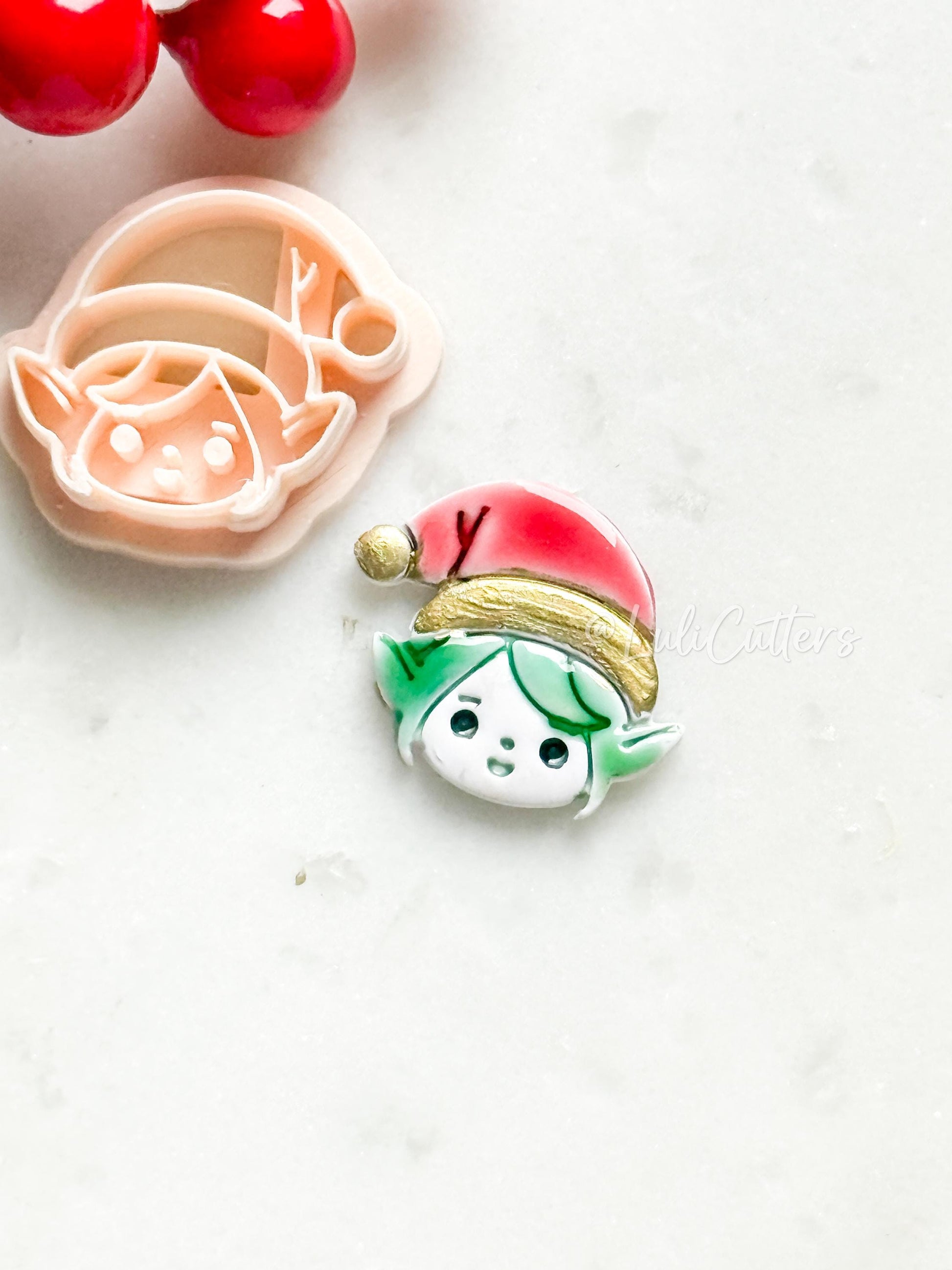 Female Elf Clay Cutter – Christmas Polymer Clay Tool for Holiday Earrings & Charms