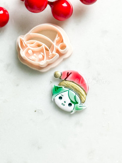 Female Elf Clay Cutter – Christmas Polymer Clay Tool for Holiday Earrings & Charms