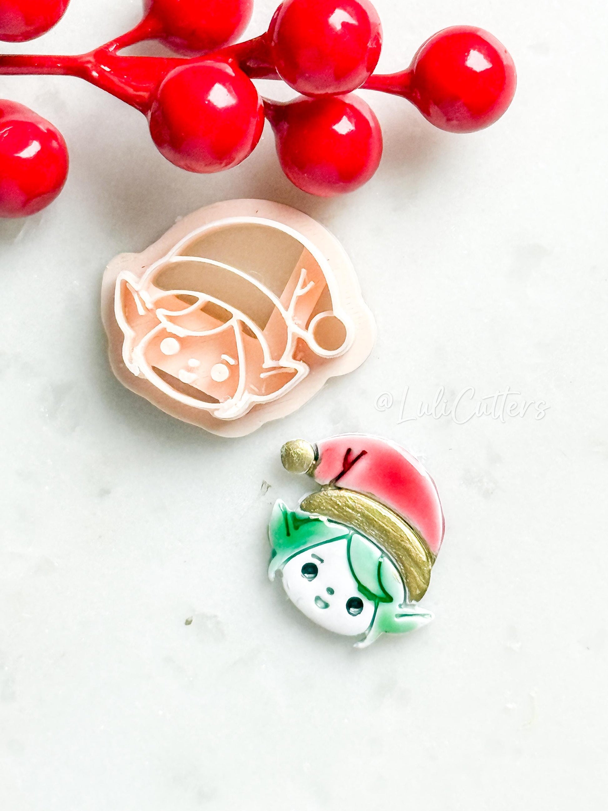 Female Elf Clay Cutter – Christmas Polymer Clay Tool for Holiday Earrings & Charms