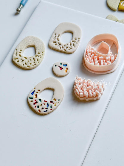 Terrazzo Polymer Clay Cutter: Oval Shard Stamp for Statement Earrings