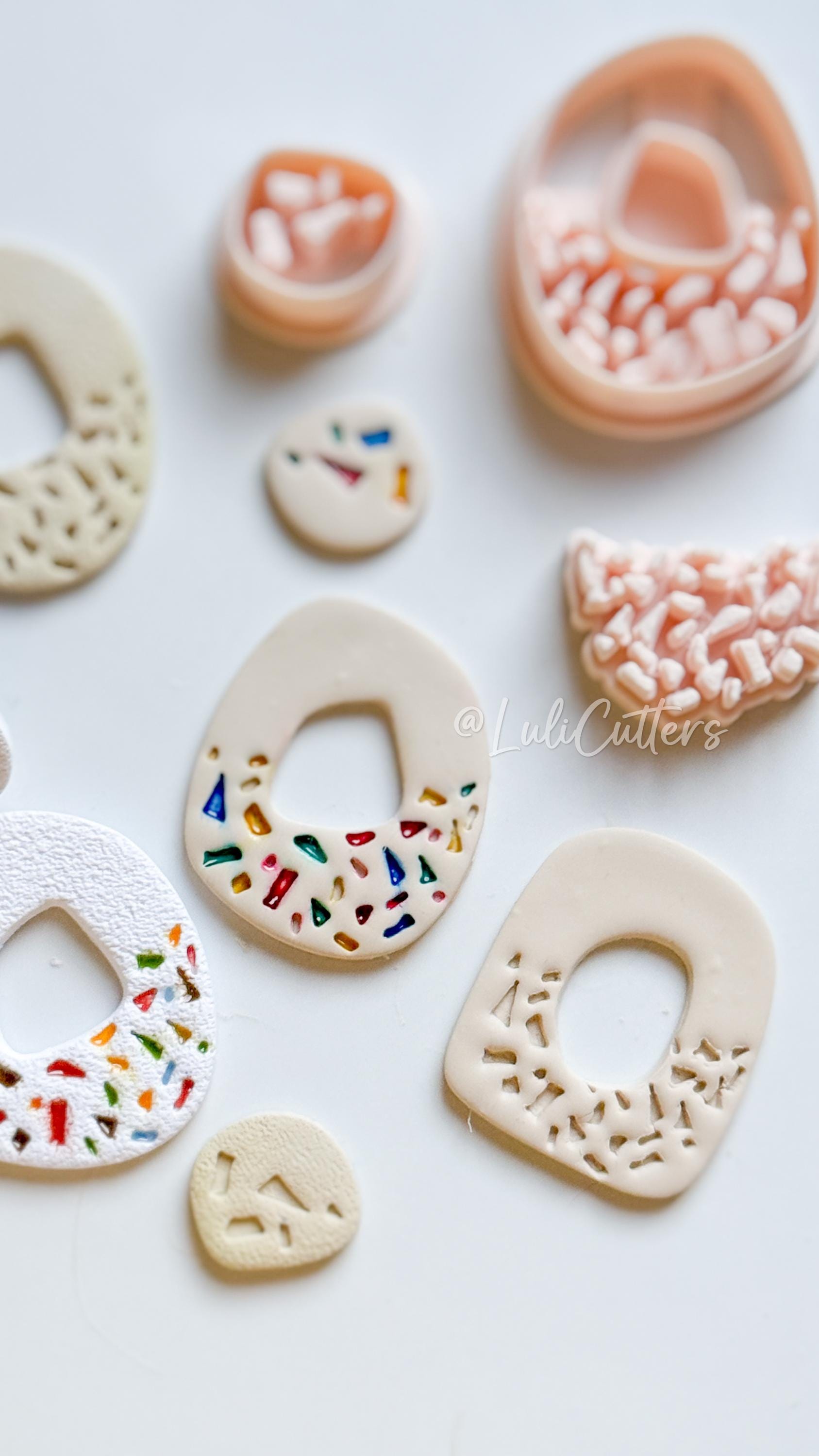 Terrazzo Polymer Clay Cutter: Oval Shard Stamp for Statement Earrings