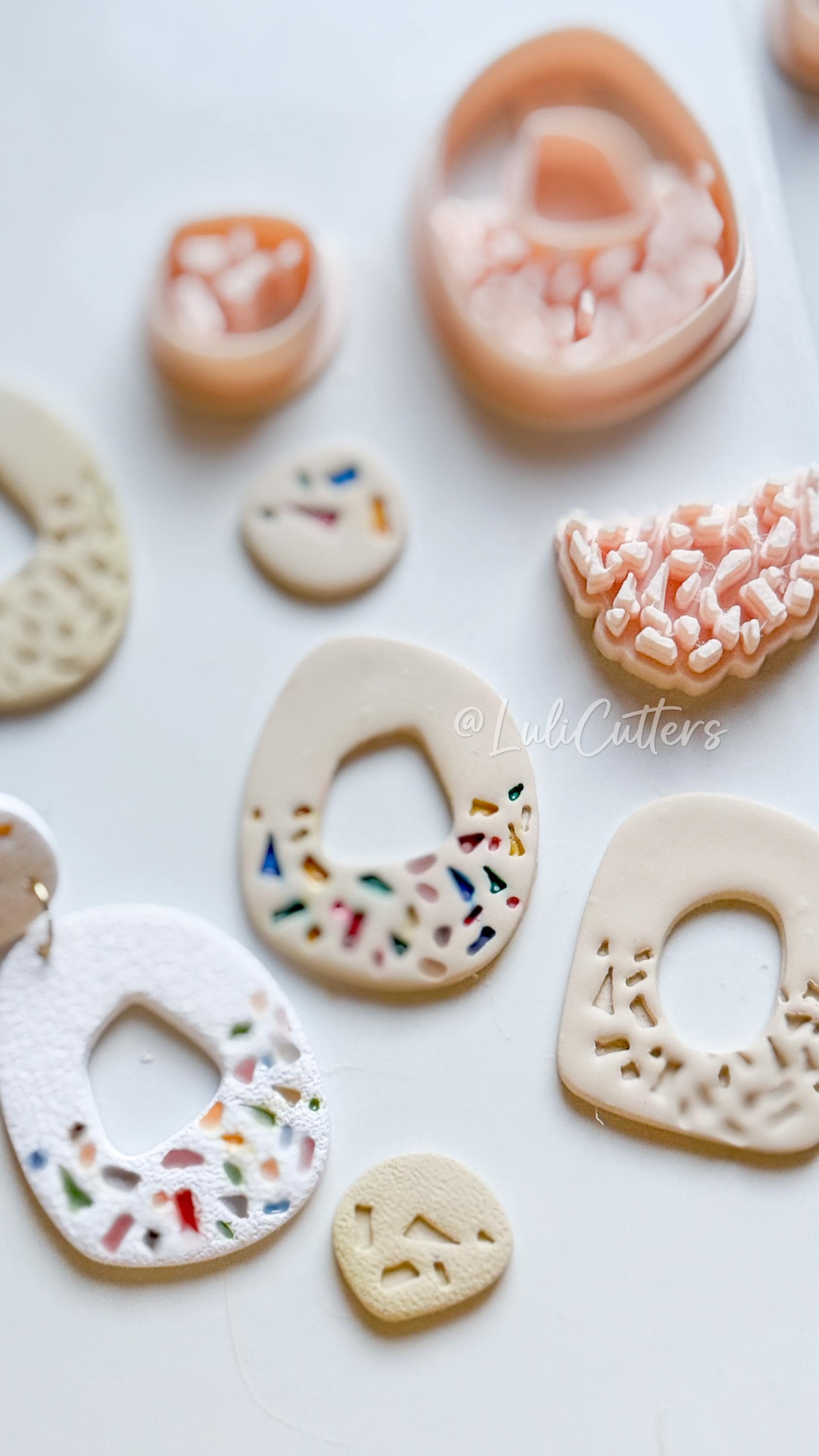 Terrazzo Polymer Clay Cutter: Oval Shard Stamp for Statement Earrings