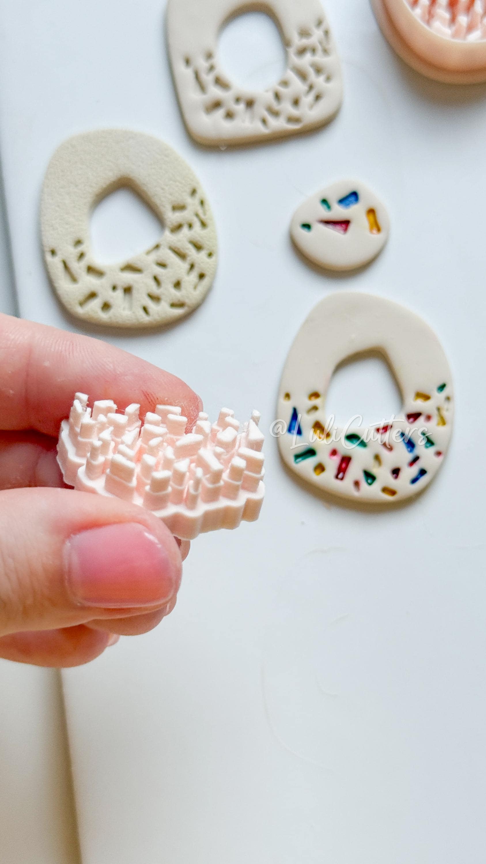 Terrazzo Polymer Clay Cutter: Oval Shard Stamp for Statement Earrings