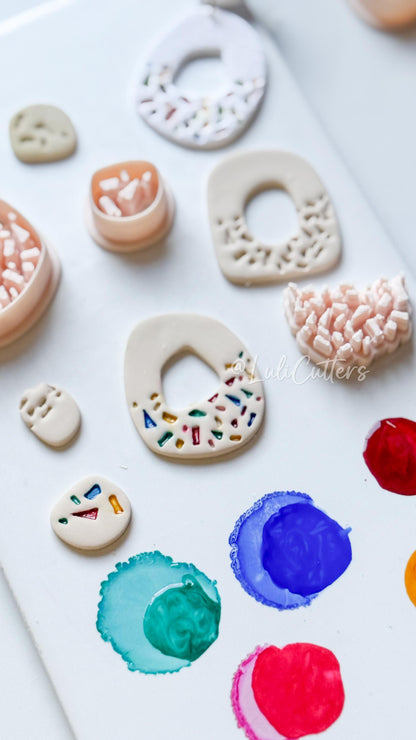 Terrazzo Polymer Clay Cutter: Oval Shard Stamp for Statement Earrings