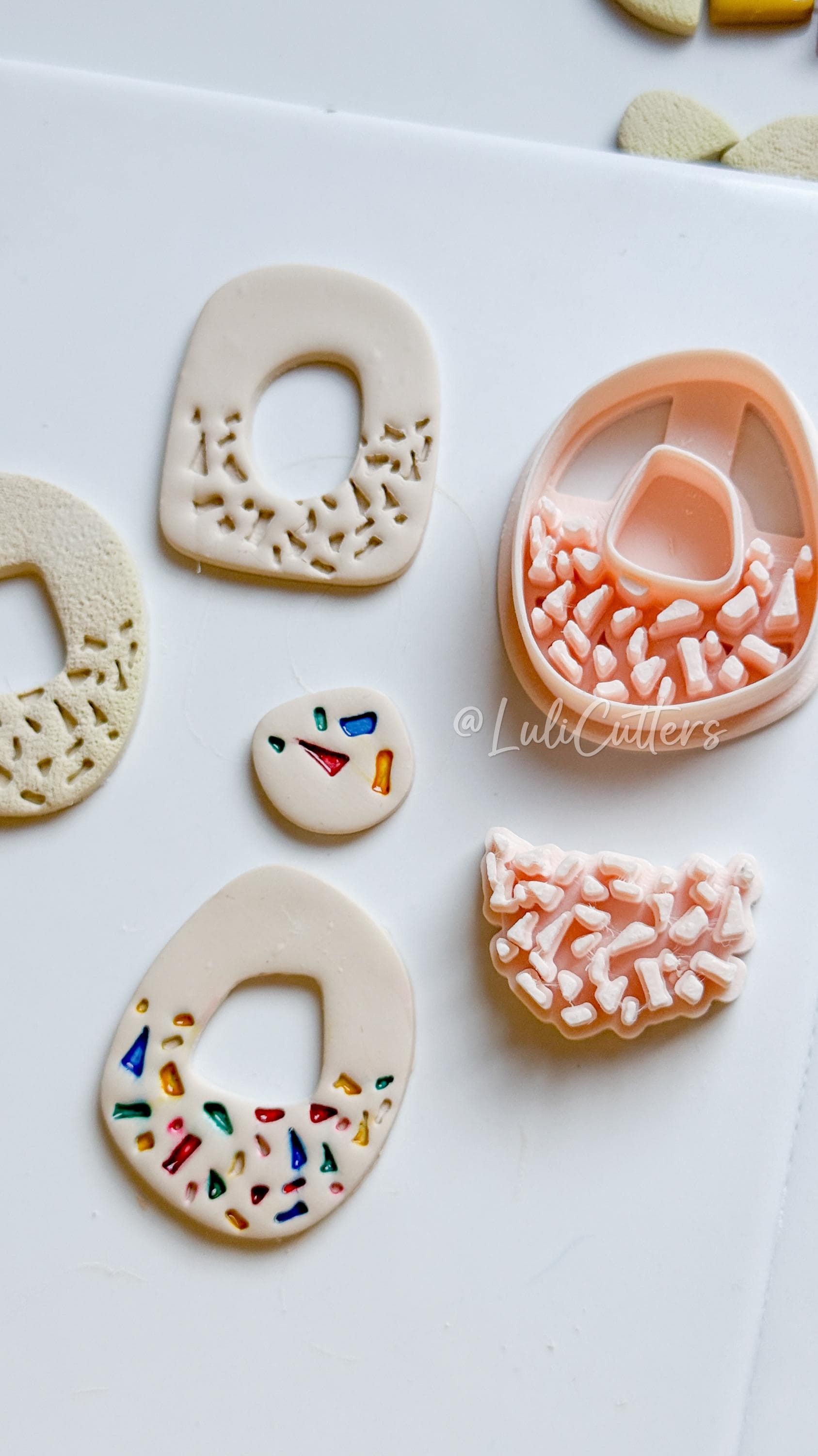 Terrazzo Polymer Clay Cutter: Oval Shard Stamp for Statement Earrings