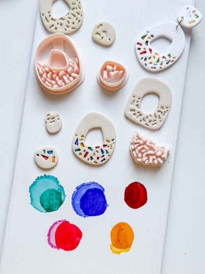 Terrazzo Polymer Clay Cutter: Oval Shard Stamp for Statement Earrings