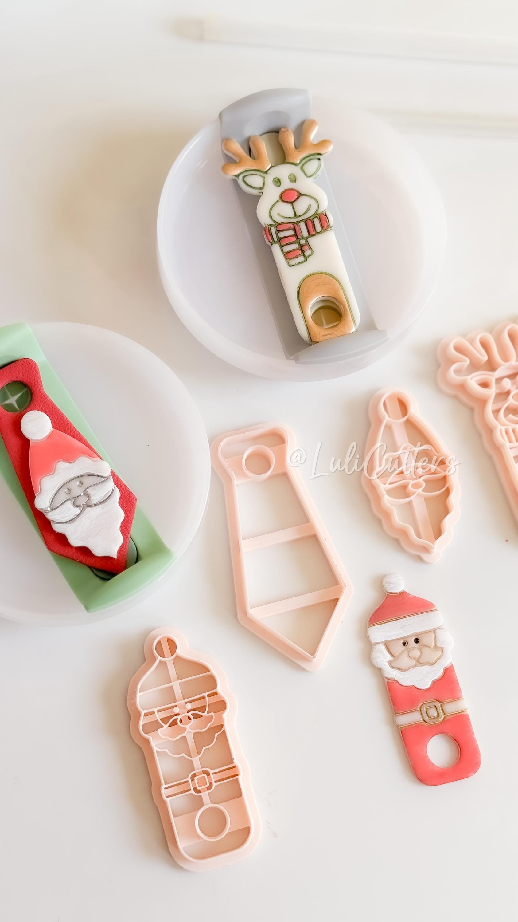 Santa and Reindeer Clay Cutters – Christmas Stanley Tumbler Topper Polymer Clay Tools
