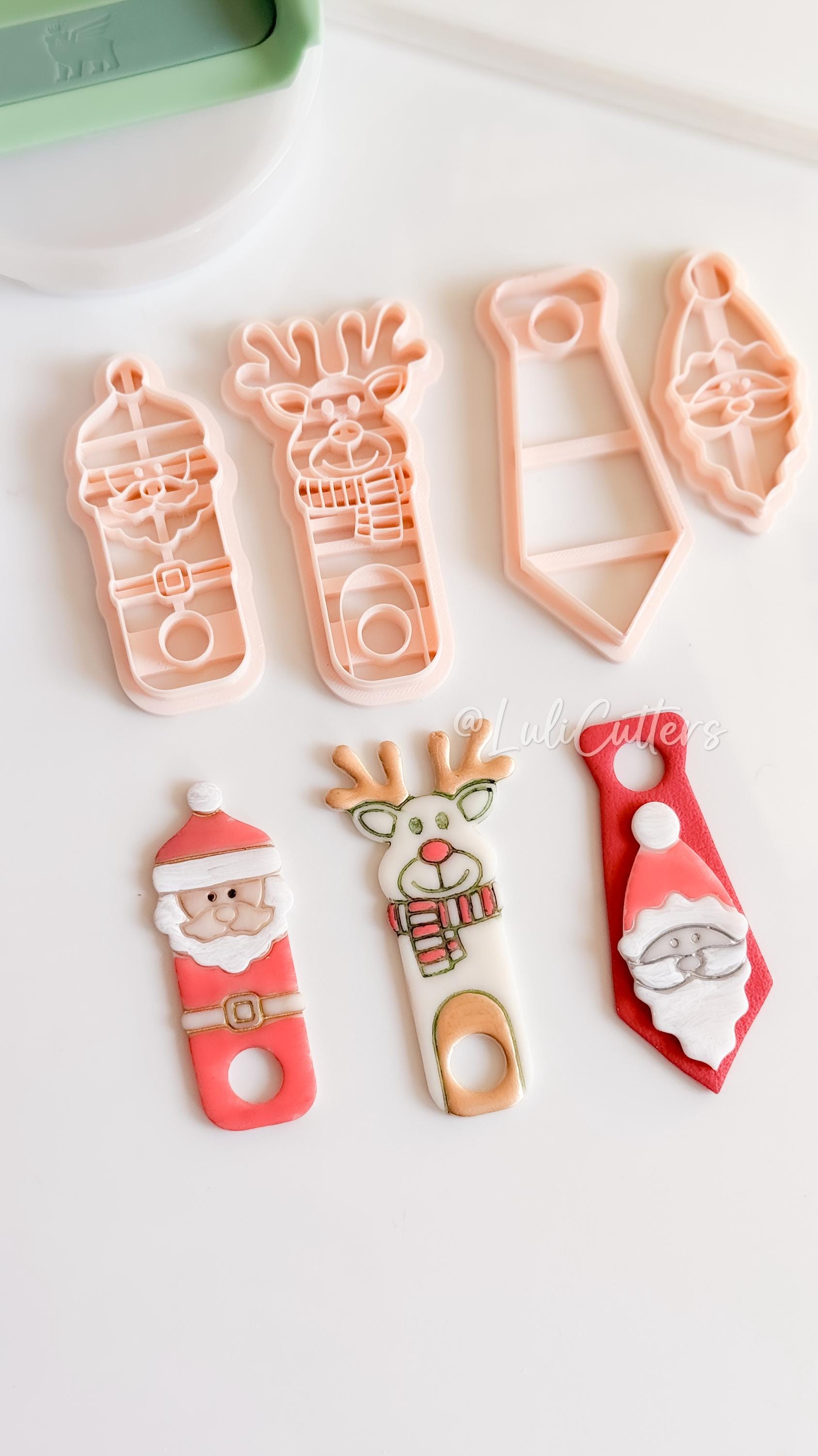 Santa and Reindeer Clay Cutters – Christmas Stanley Tumbler Topper Polymer Clay Tools