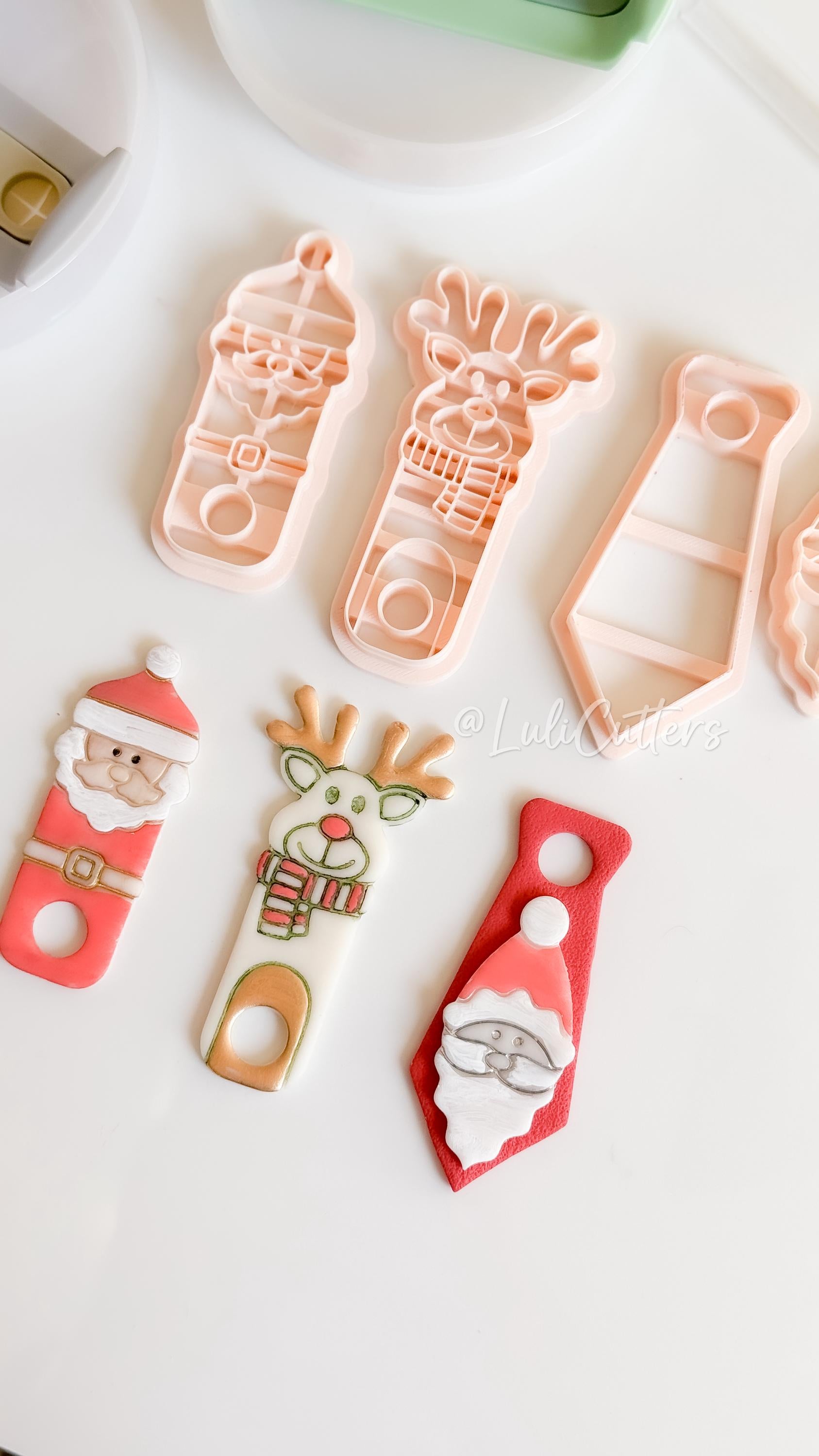 Santa and Reindeer Clay Cutters – Christmas Stanley Tumbler Topper Polymer Clay Tools