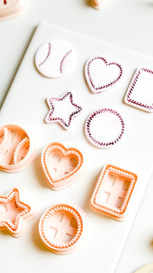 Baseball Polymer Clay Cutter Set Ball, Heart, Star, Circle & Rectangle Shapes