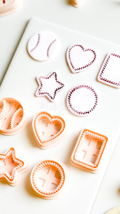 Baseball Polymer Clay Cutter Set Ball, Heart, Star, Circle & Rectangle Shapes