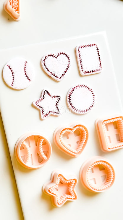 Baseball Polymer Clay Cutter Set Ball, Heart, Star, Circle & Rectangle Shapes