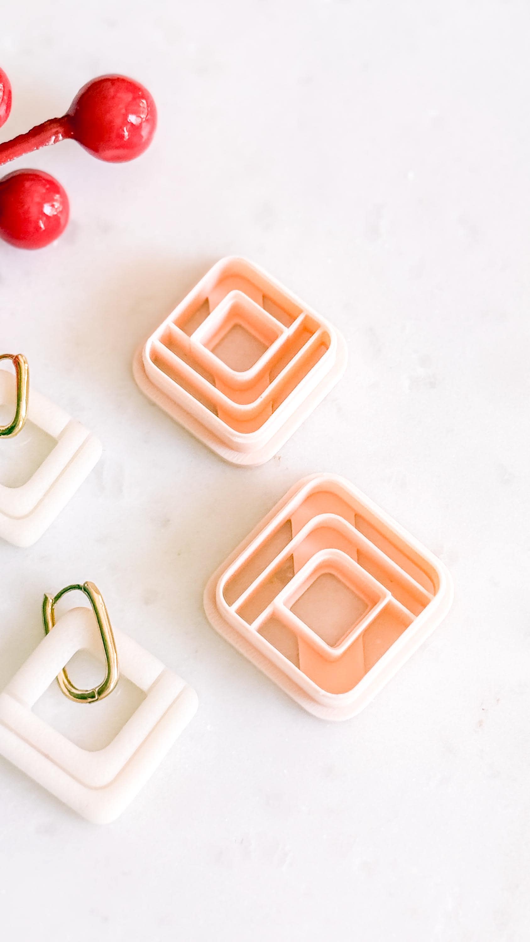 Layered Square Clay Cutter Set – Modern Geometric Polymer Clay Earring Shapes