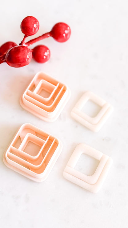 Layered Square Clay Cutter Set – Modern Geometric Polymer Clay Earring Shapes