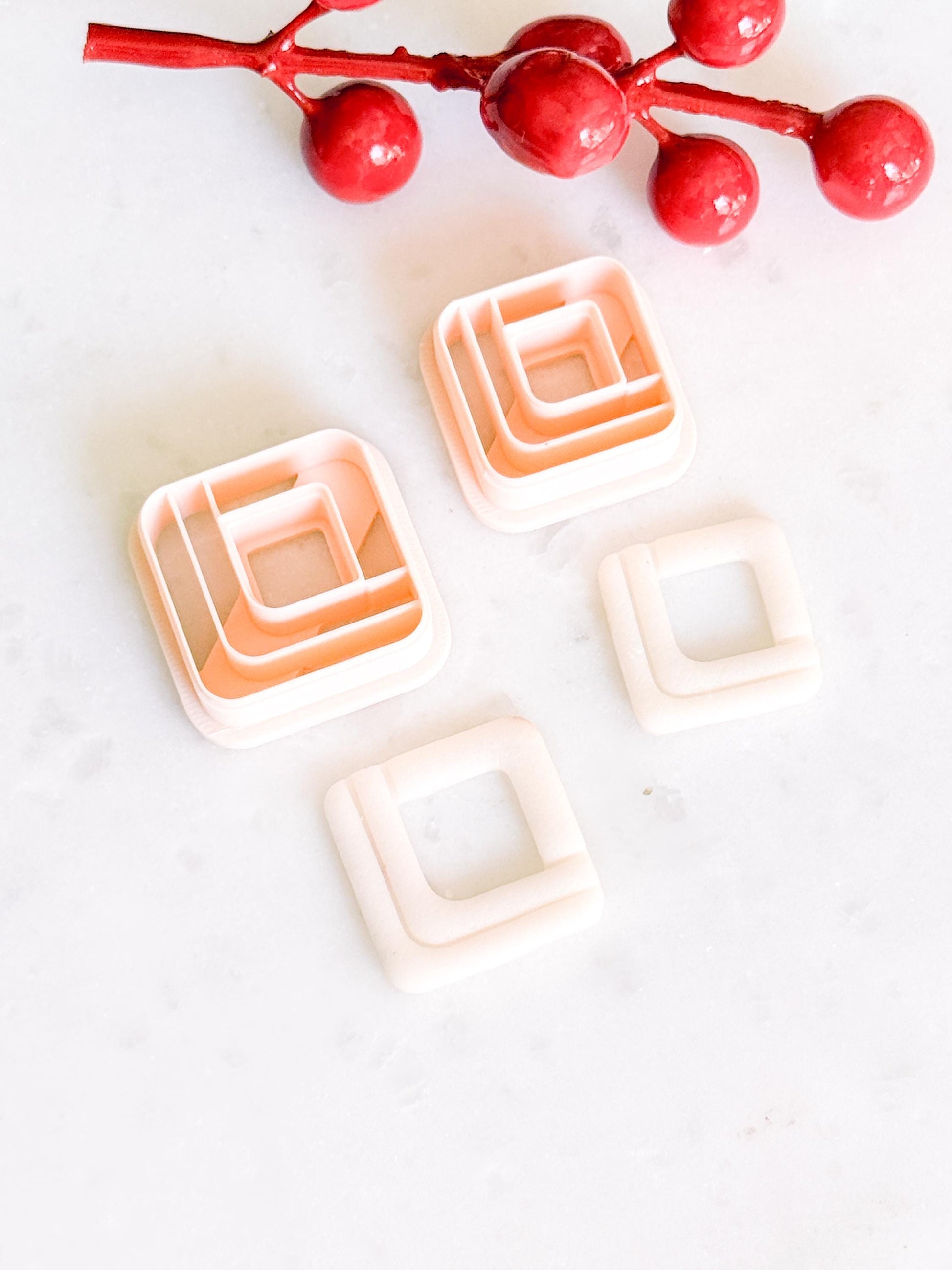 Layered Square Clay Cutter Set – Modern Geometric Polymer Clay Earring Shapes