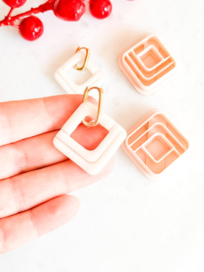 Layered Square Clay Cutter Set – Modern Geometric Polymer Clay Earring Shapes