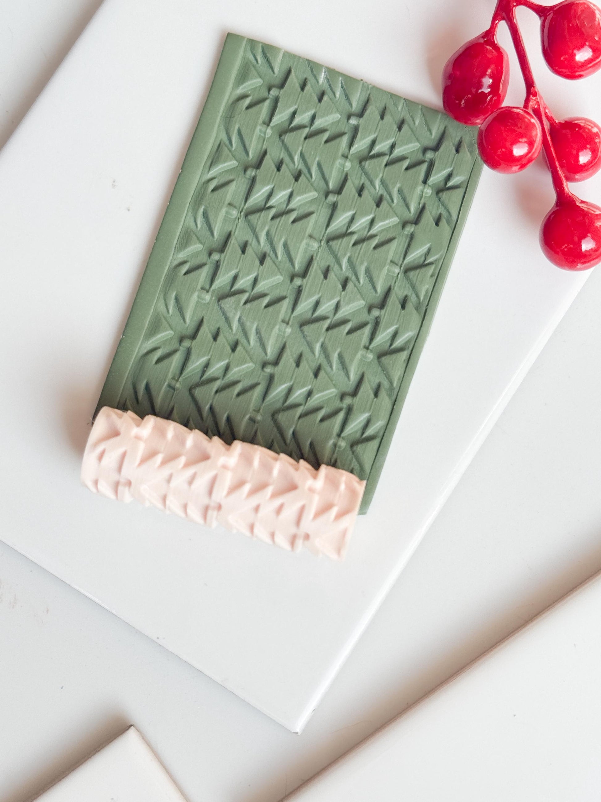 Christmas Tree Embossing Roller – Holiday Pattern Roller for Polymer Clay