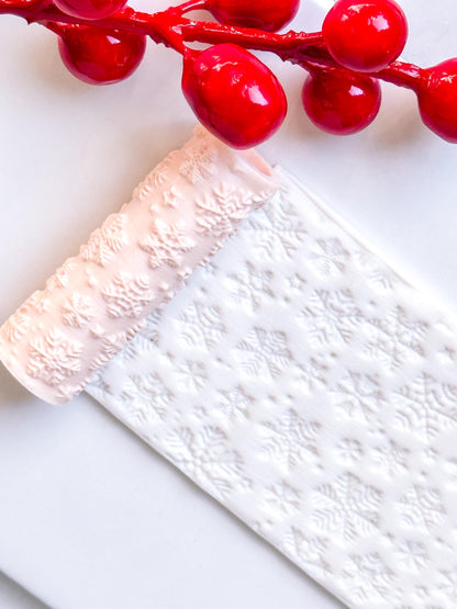 Snowflake Deboss Roller for Polymer Clay – Winter Texture Rolling Pin