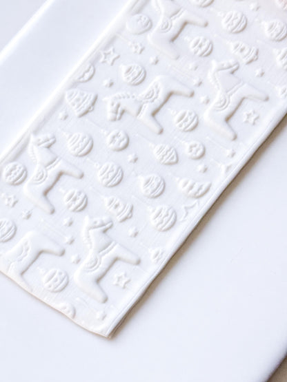 Dala Horse Emboss Roller for Polymer Clay – Scandinavian Christmas Texture Rolling Pin