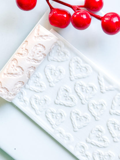 Braided Heart Emboss Roller for Polymer Clay – Scandinavian Christmas Texture Rolling Pin