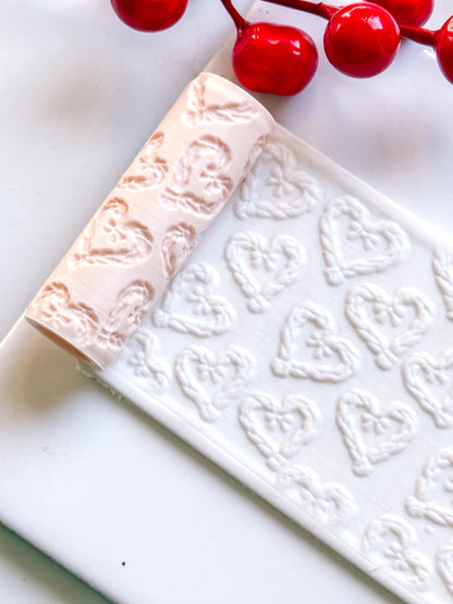 Braided Heart Emboss Roller for Polymer Clay – Scandinavian Christmas Texture Rolling Pin