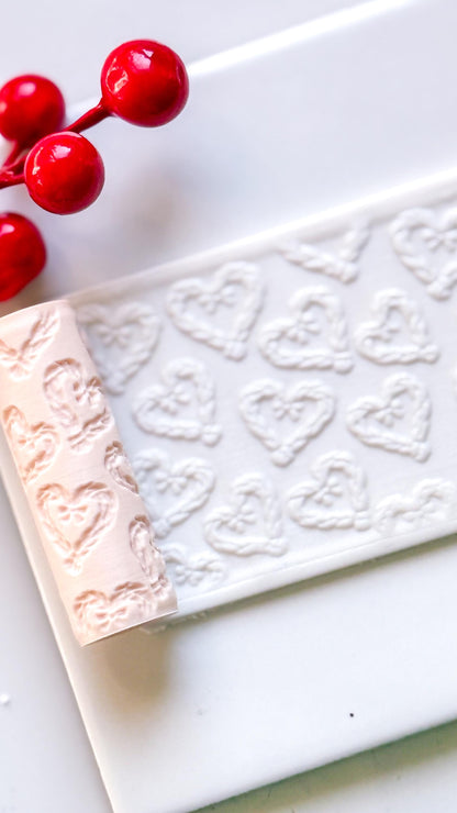 Braided Heart Emboss Roller for Polymer Clay – Scandinavian Christmas Texture Rolling Pin