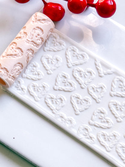 Braided Heart Emboss Roller for Polymer Clay – Scandinavian Christmas Texture Rolling Pin