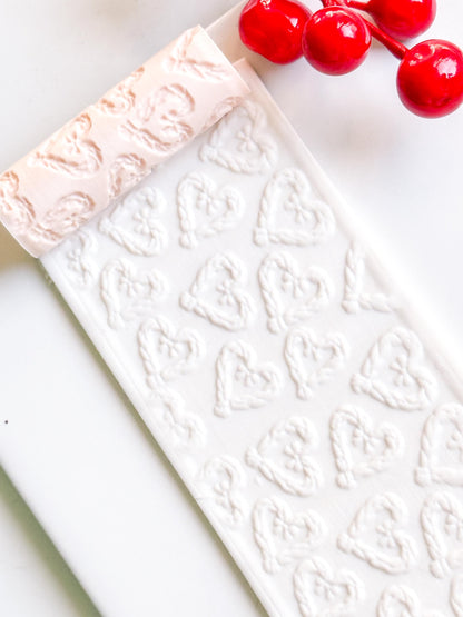 Braided Heart Emboss Roller for Polymer Clay – Scandinavian Christmas Texture Rolling Pin