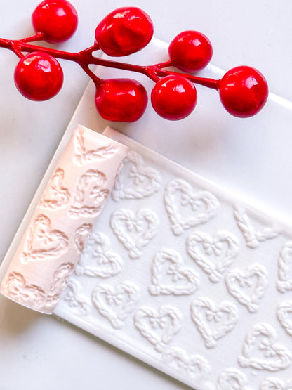 Braided Heart Emboss Roller for Polymer Clay – Scandinavian Christmas Texture Rolling Pin