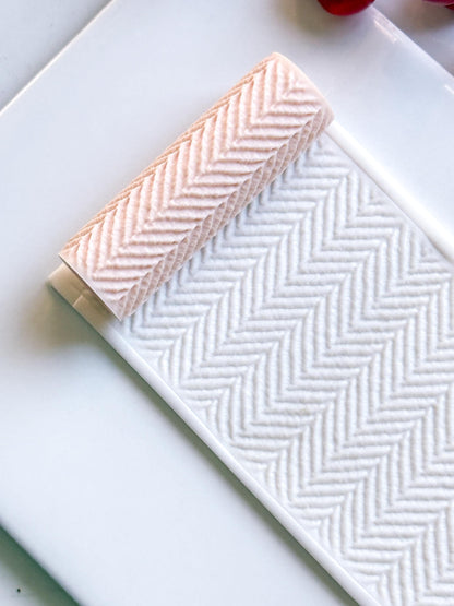 Herringbone Knit Embossing Roller – Diagonal Texture Roller for Polymer Clay