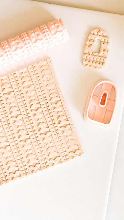 Tribal Pattern Texture Roller Embossing Tool for Polymer Clay Jewelry and Crafts