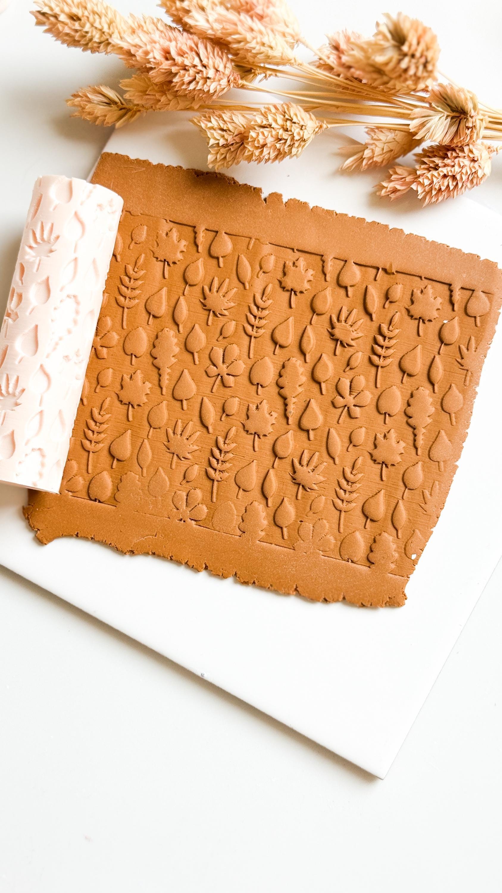Botanical Texture Roller: Autumn Leaf Print for Polymer Clay Jewelry
