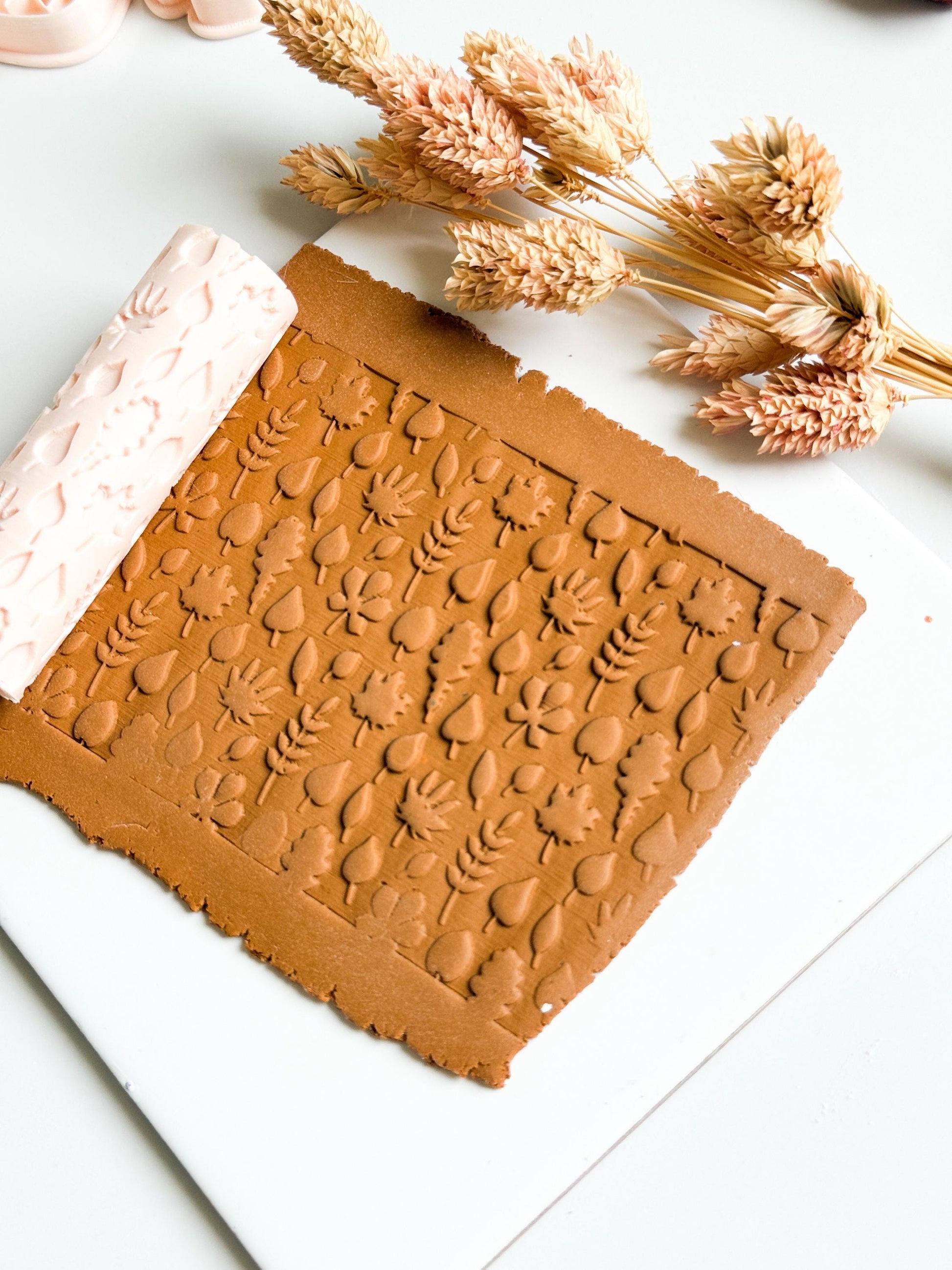 Botanical Texture Roller: Autumn Leaf Print for Polymer Clay Jewelry