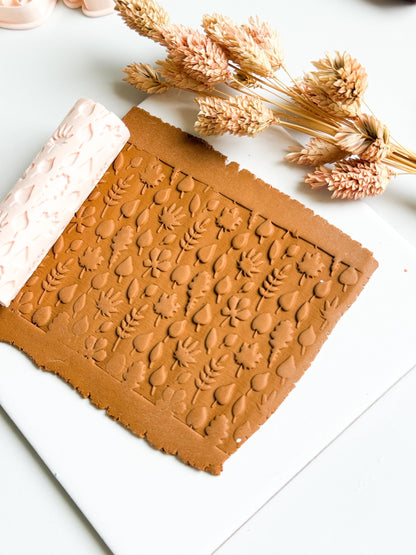 Botanical Texture Roller: Autumn Leaf Print for Polymer Clay Jewelry
