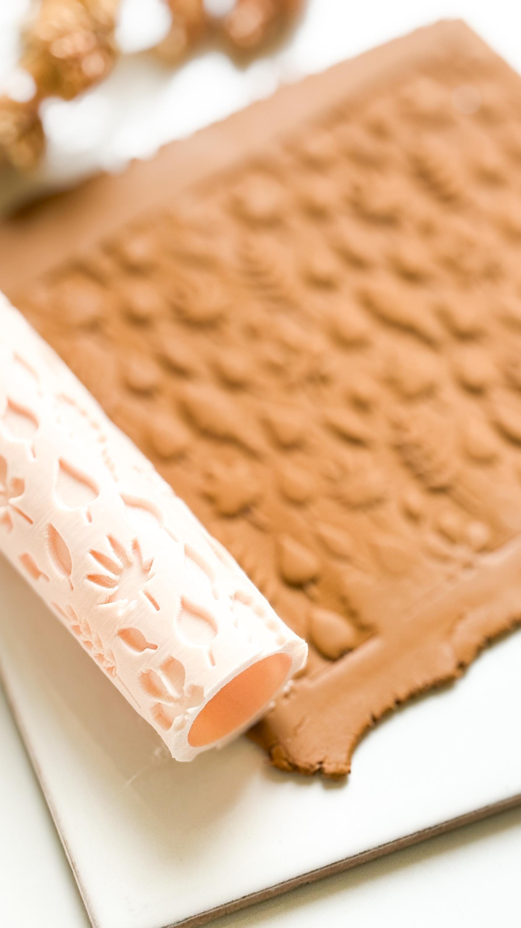 Botanical Texture Roller: Autumn Leaf Print for Polymer Clay Jewelry