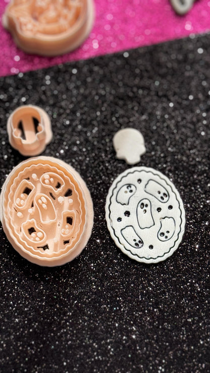 Ghost Cameo Polymer Clay Cutter Set: Halloween Skull Jewelry Making