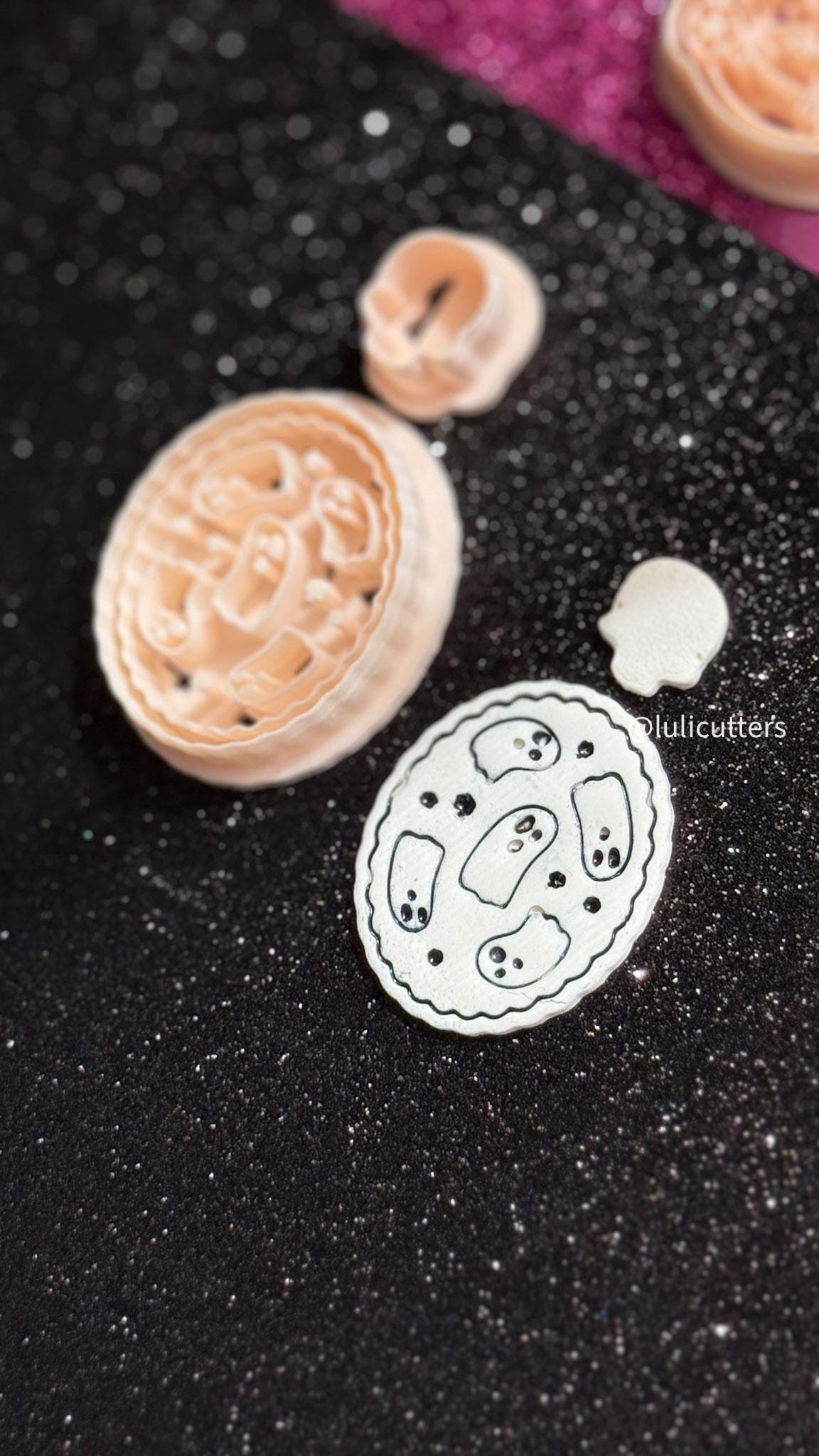 Ghost Cameo Polymer Clay Cutter Set: Halloween Skull Jewelry Making
