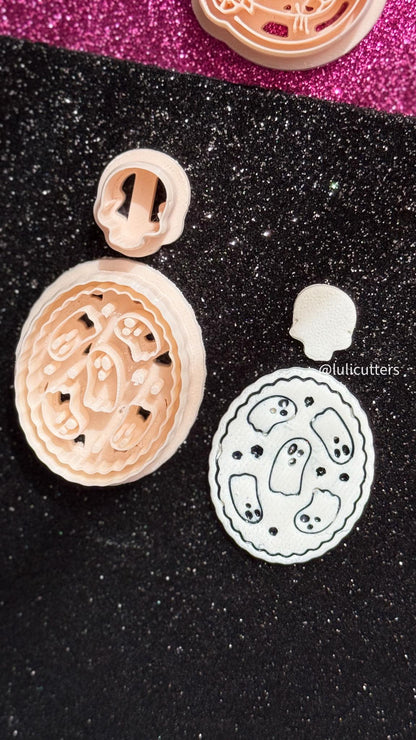 Ghost Cameo Polymer Clay Cutter Set: Halloween Skull Jewelry Making
