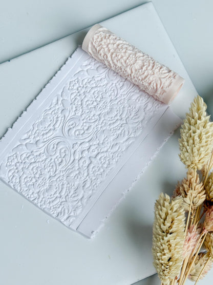 Rococo Floral Scroll Polymer Clay Roller Embossing Texture Tool