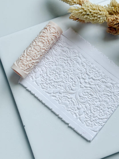 Rococo Floral Scroll Polymer Clay Roller Embossing Texture Tool