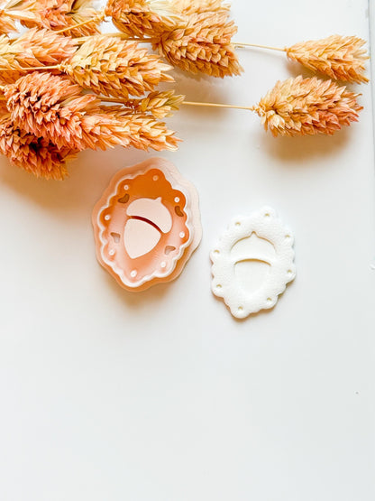 Acorn Charm Frame Cutter: Polymer Clay Jewelry Tool with Drill Guides