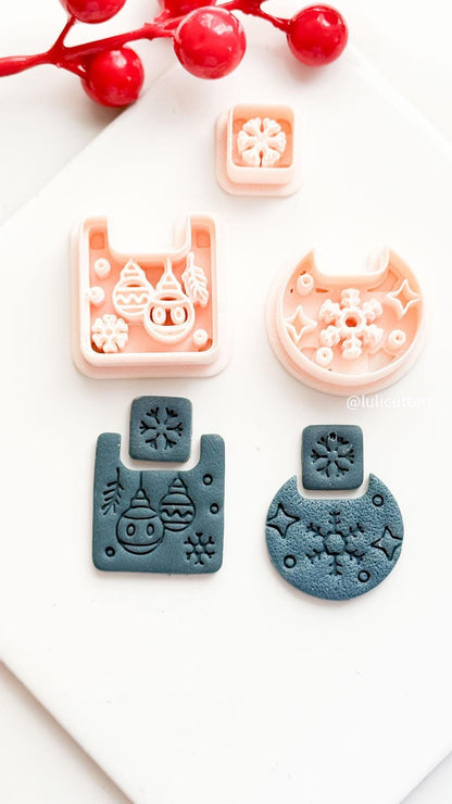 Christmas Ornament Ball Polymer Clay Cutter Snowflake Dangle Earring Tool