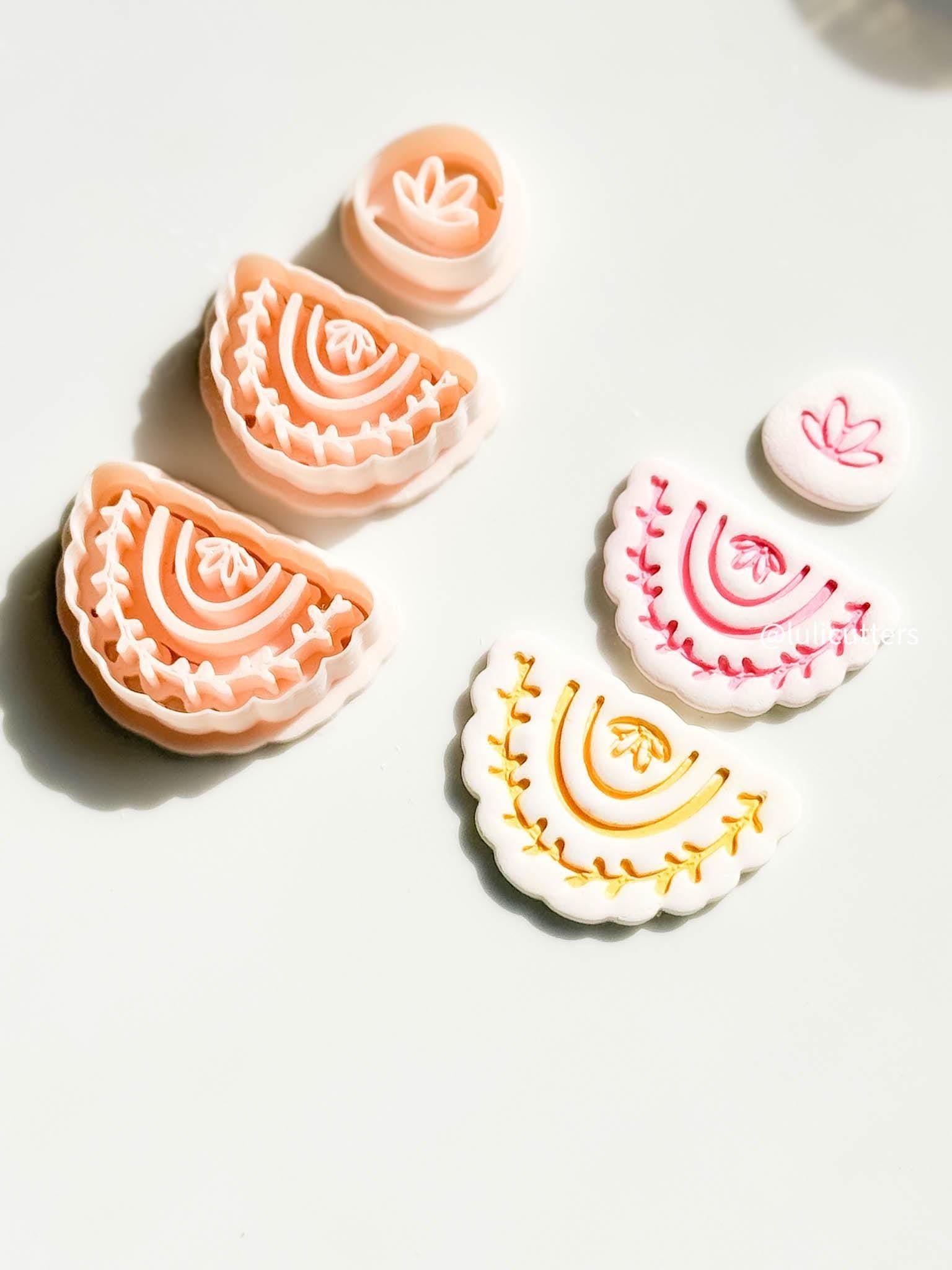 Boho Floral Arch Earring Cutter Set: Scalloped Clay Jewelry Making