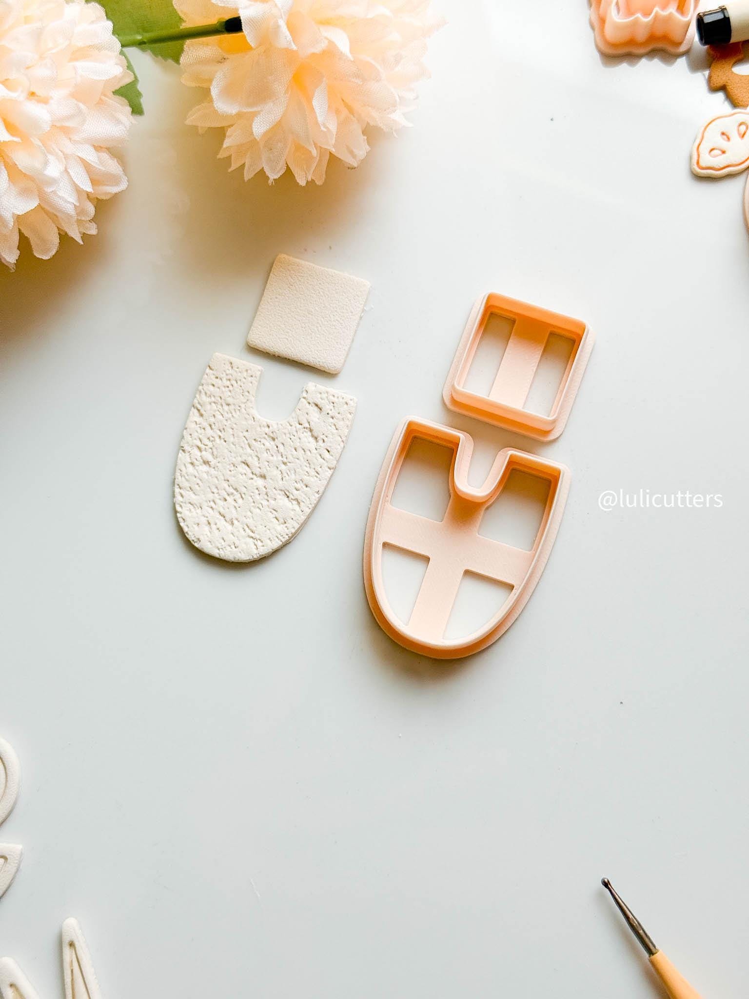 Geometric U-Shape Earring Cutter Set Includes 23 mm Square Top + 45 mm U Base